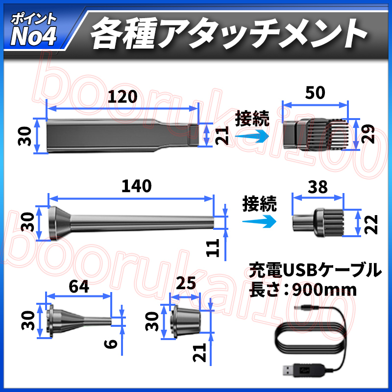 ハンディクリーナー コードレス 車用 カー用品 掃除機 ハンドクリーナー ノズル付 USB充電式 軽量 送風 ブロワー エアーダスター 空気入れ_画像6