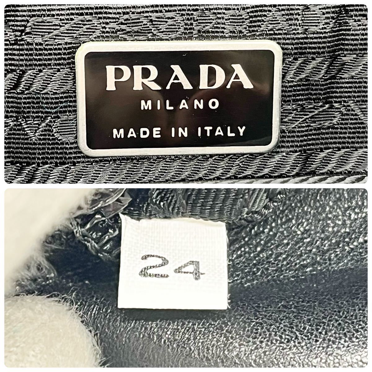 プラダ PRADA 希少アーカイブ 本革レザーロゴ型押しナイロンメッシュ切替 ワンショルダーバッグ ブラック黒 ハンドバッグ レディースメンズ_画像10