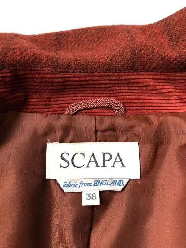 スキャパ　ウール100％　美品　ショート コート 　サイズ38 　ブラウンレッドオレンジ系　MIX生地　Scapa_画像7