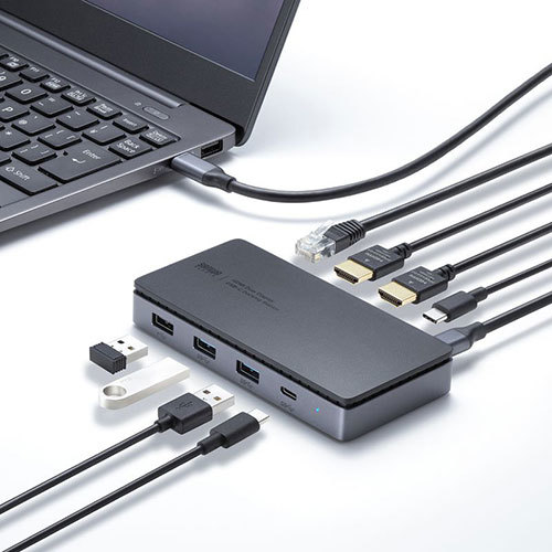 サンワサプライ USB Type-Cドッキングステーション HDMI×2画面出力対応 USB-CVDK15_画像6