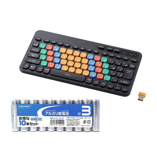 エレコム はじめてのキーボード KEY PALETTO(無線) + アルカリ乾電池 単3形10本パックセット TK-FS10DMKBK+HDLR6/1.5V10P_画像1