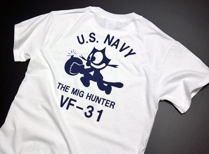 Tシャツ S メンズ 半袖 ミリタリー アメカジ 米海軍 黒猫 CAT モデル MAVERICKS ブランド/ 白 ホワイト_画像5