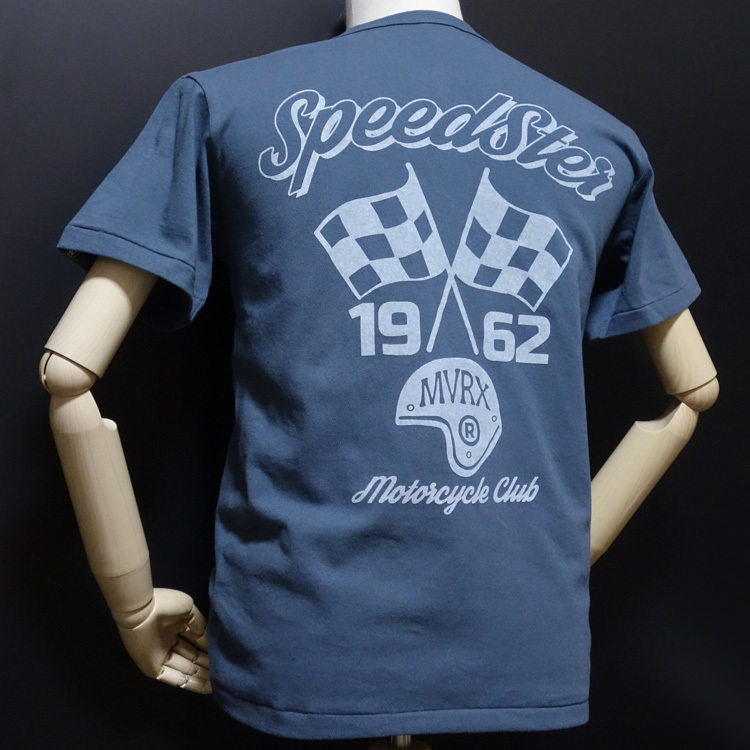 ヘンリーネック Tシャツ L 半袖 メンズ バイク 車 MVRX ブランド SpeedSter モデル デニムブルー 青_画像10