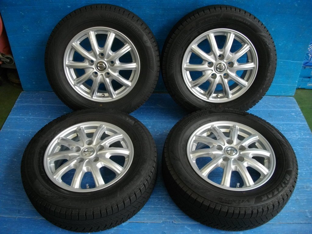 【H】日産 純正OP エスティーロ 15インチ 5.5J +45 5H PCD114.3 BRIDGESTONE ブリザック VRX3 195/65R15 2021年製 セレナ 純正 同サイズ_画像1