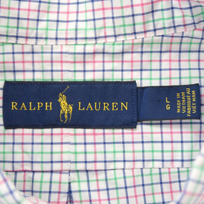 古着 ラルフローレン RALPH LAUREN ボタンダウンシャツ チェック 長袖 マルチカラー サイズ表記：L　gd67425_画像5