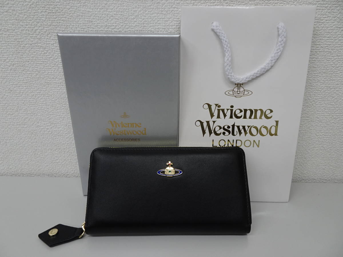 vivienne Westwood ヴィヴィアンウエストウッド ラウンドファスナー 長財布 55vv324 レザー ブラック 未使用品 激安1円スタート_画像1