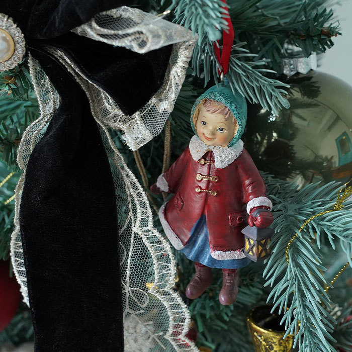 クリスマスツリー 飾り付け オーナメント 北欧 KAEMINGK 北欧 アンティーク レトロ ランタンを持った青い帽子の子供 [2]_画像4