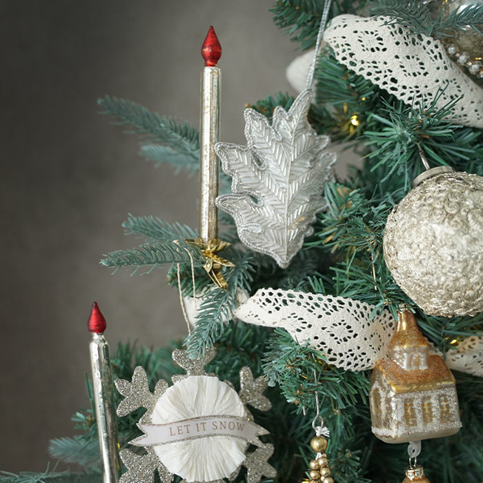 クリスマスツリー 飾り付け オーナメント 北欧 SHISHI レトロ クリップ付き グラスキャンドル ガラスキャンドル シルバー［52869］_画像4