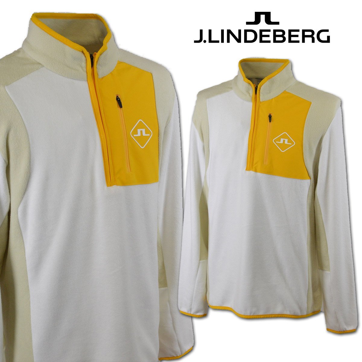 3 скидка [J. Lindberg ] мужской тянуть over S(44) белый × желтый 071-37917-05 J.LINDEBERG Golf осень-зима для флис симпатичный 