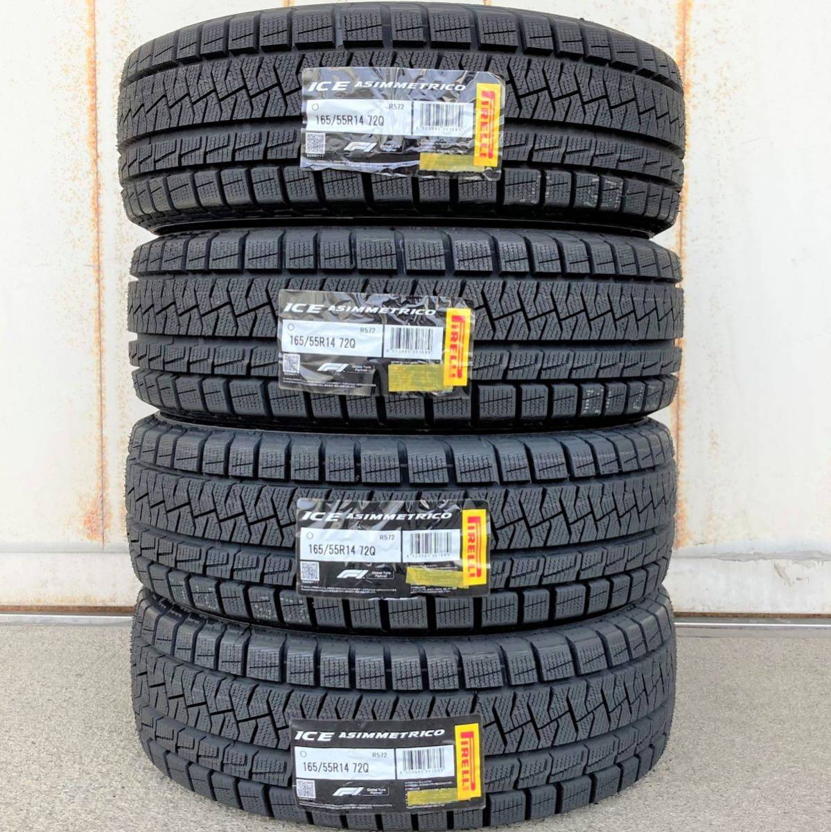 送料無料 新品 4本セット (LL0003.8) 165/55R14 72Q PIRELLI ICE ASIMMETRICO スタッドレスタイヤ 2021年　165/55/14_画像1