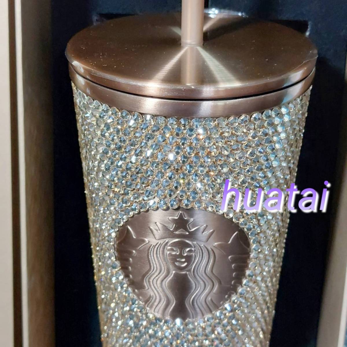 ◆台湾品切れ◆2023年 スターバックス STARBUCKS ステンレス コールドカップ タンブラー ラインストーン 金色_画像4