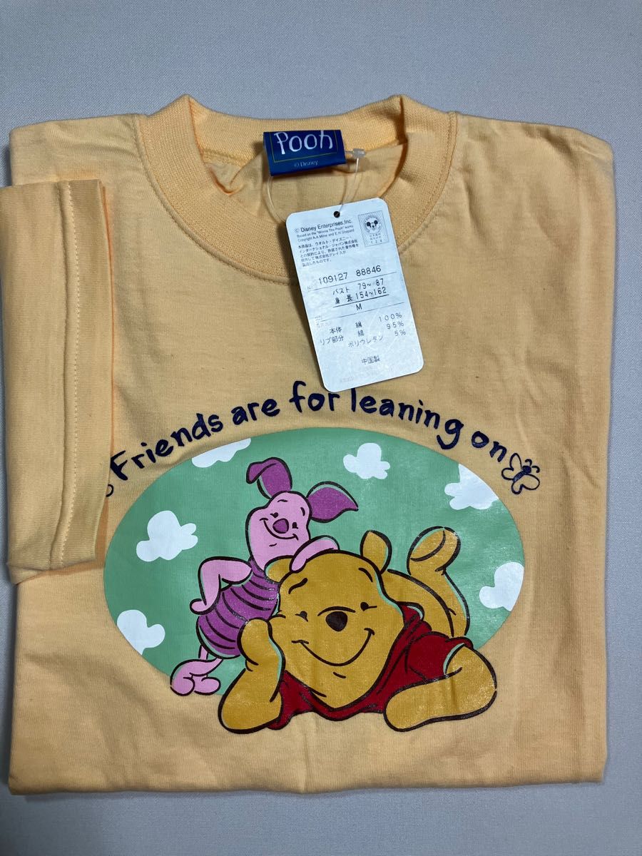 くまのプーさん　半袖プリントTシャツ　レディースMサイズ　アプリコット色　綿100%