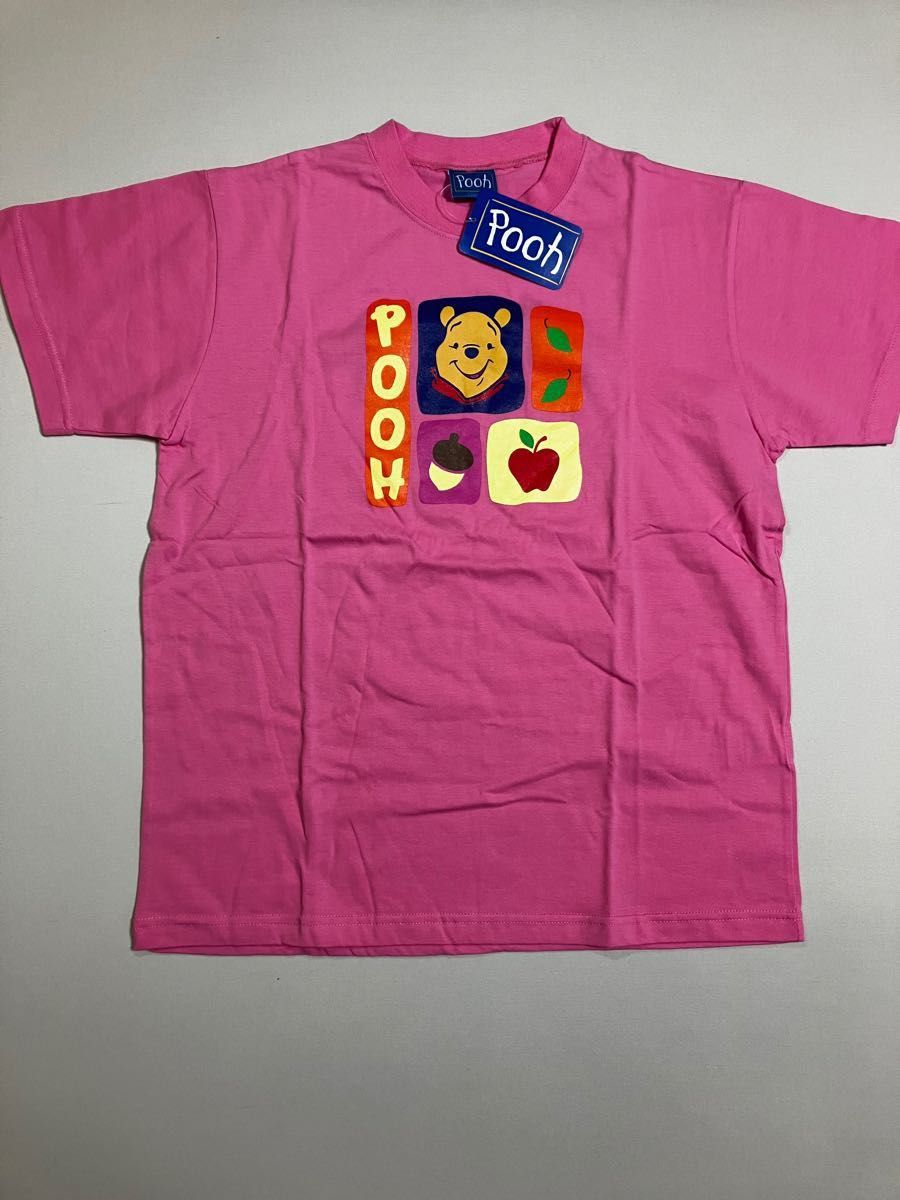 くまのプーさん　プリントTシャツ  ピンク　半袖　　レディースM  綿100%