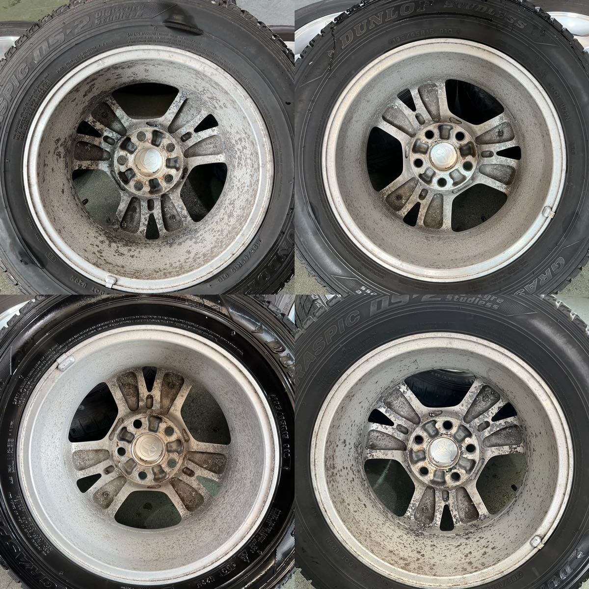 トヨタ ノア ヴォクシー 純正 アルミホイール 15インチ ダンロップ 195/65R15 スタッドレス付 4本 1セット 中古 _画像6