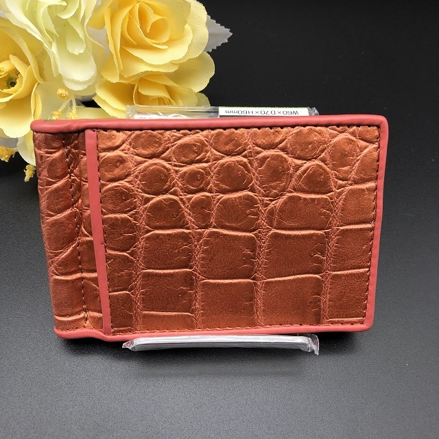 【GINGER掲載商品】 本物保証・特別色 シャム クロコダイル マネークリップ ピンク マネークリップ