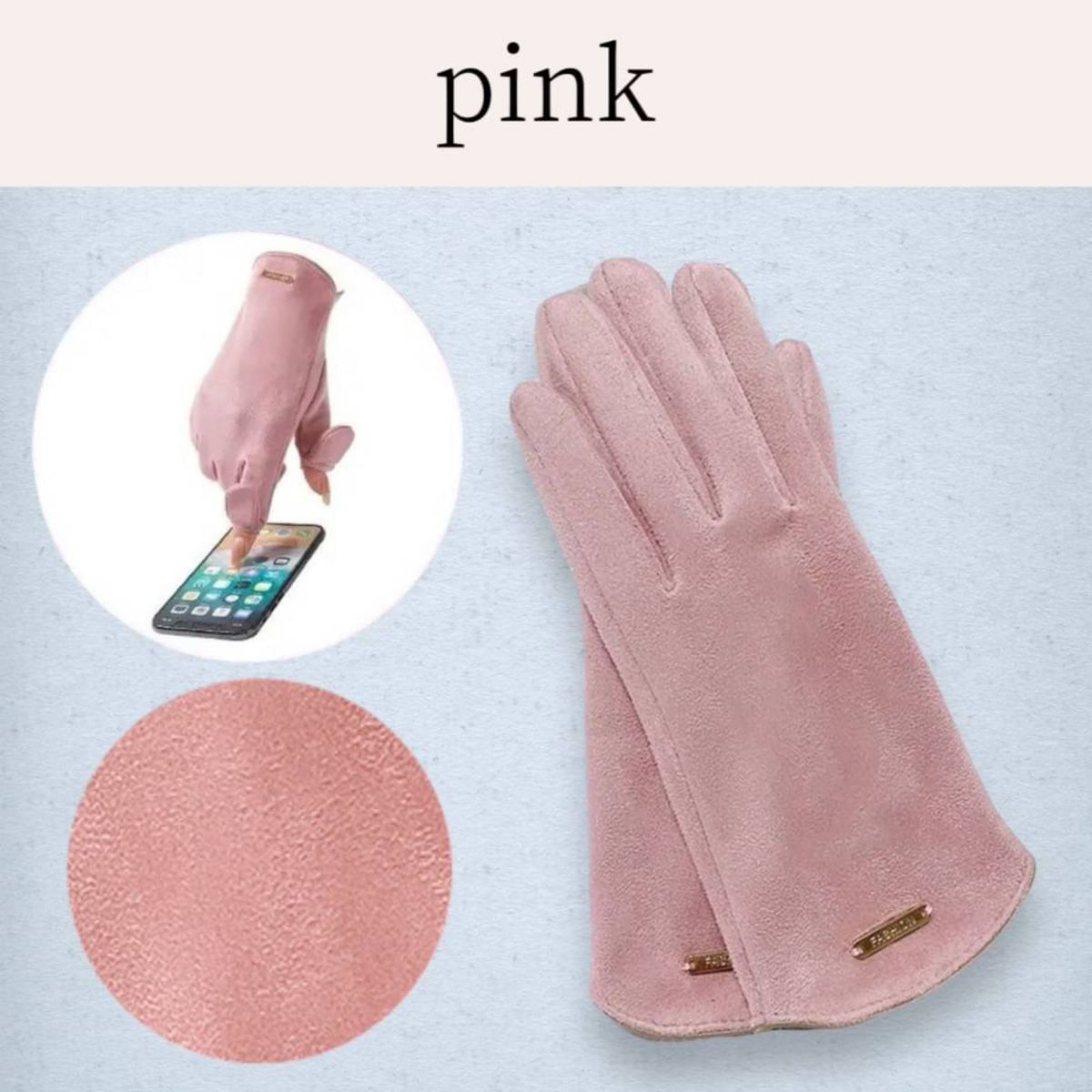 手袋　レディース　ピンク　スマホ対応　スエード　お洒落　高級感　指先が出る　防寒　保温　通勤　通学　薄手　暖かい　あったか