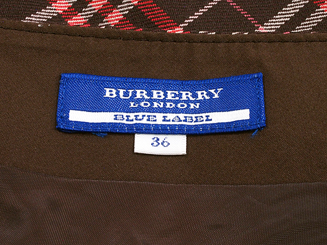 富士屋 ◆ バーバリー ブルーレーベル BURBERRY BLUE LABEL チェック柄 ボルドー サイズ36 スカート ベルト付き_画像3