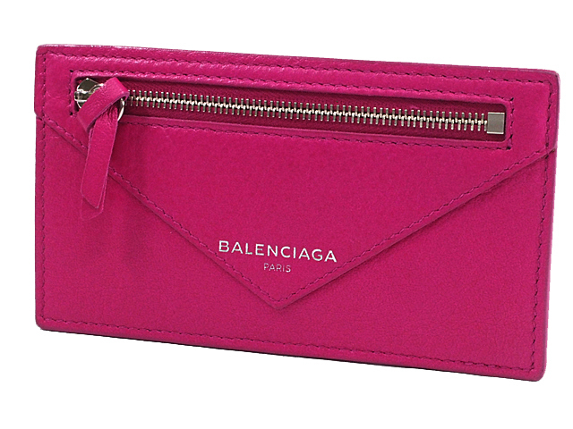 富士屋 ◆ バレンシアガ BALENCIAGA カードケース兼コインケース 499208 フューシャピンク レザー