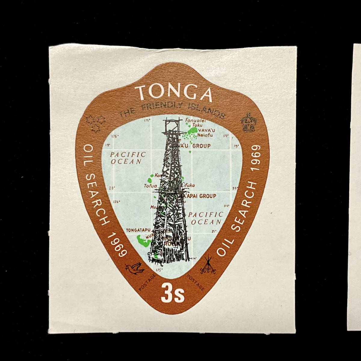 トンガ王国発行「石油調査」５種完 シール式切手 １９６９年１２月２３日発行_画像2