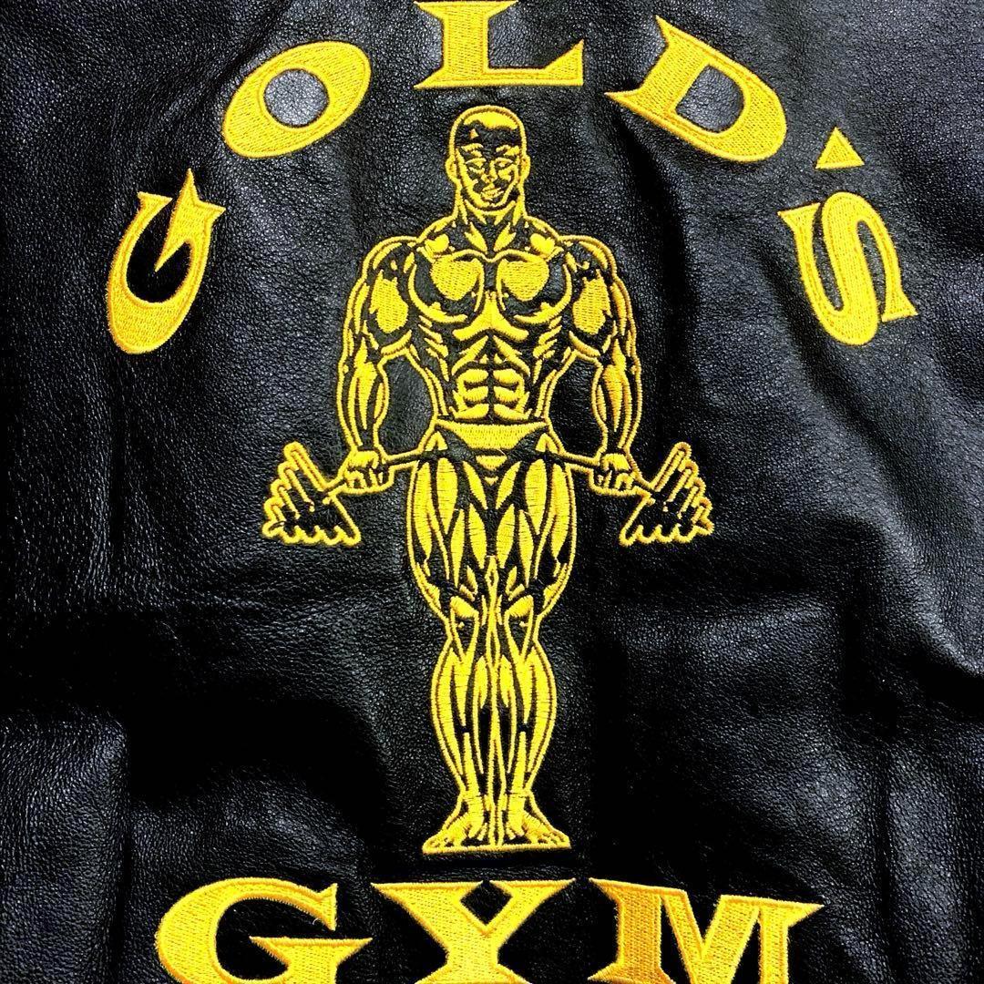 ゴールドジム Gold's Gym 刺繍ロゴ スポーツ レザージャケット_画像3