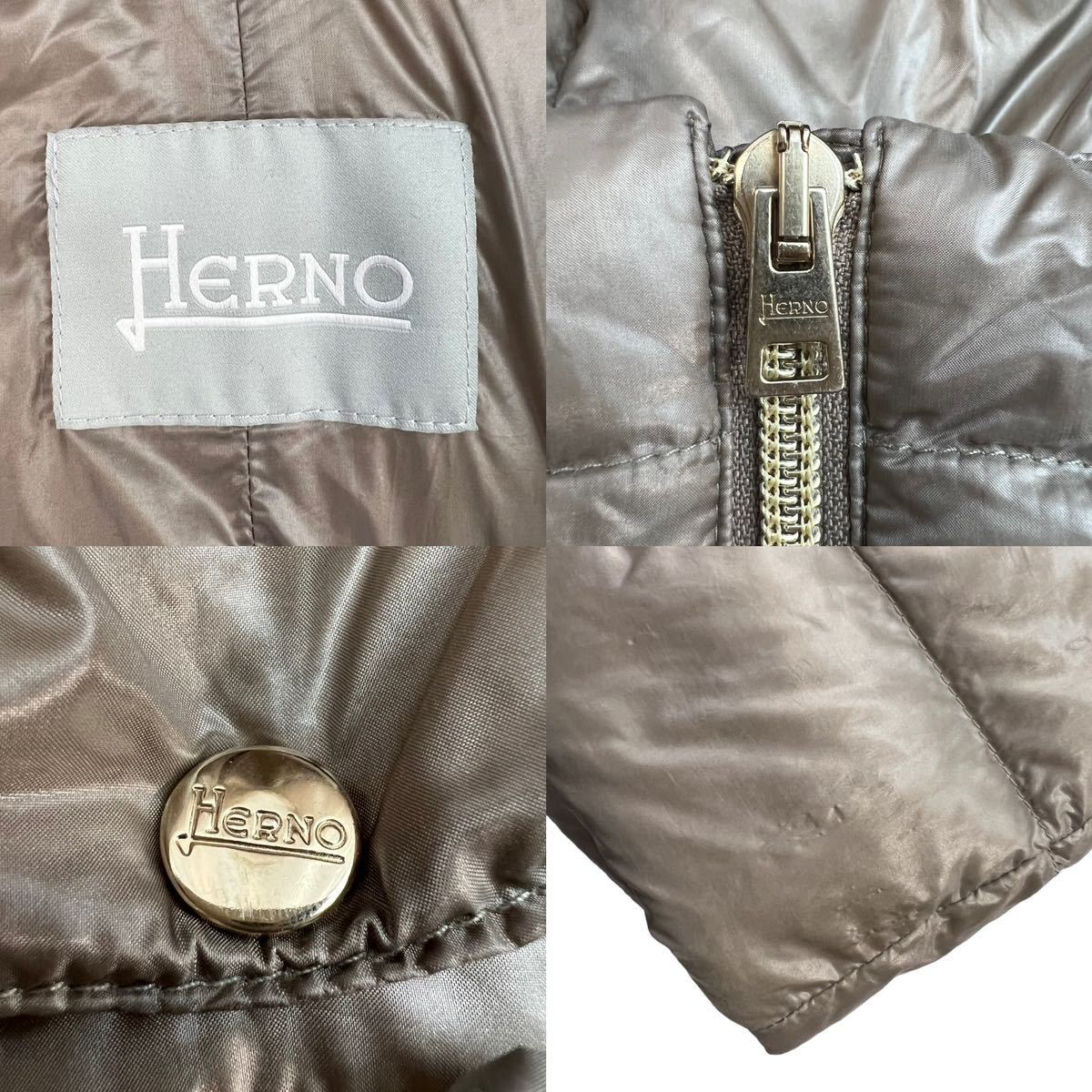 定価約10万 美品 HERNO ヘルノ ファーダウンコート サイズ8A(キッズ130cm) ベージュ イタリア製 細かな汚れ.スレ有 上質 女の子向け A2863_画像9