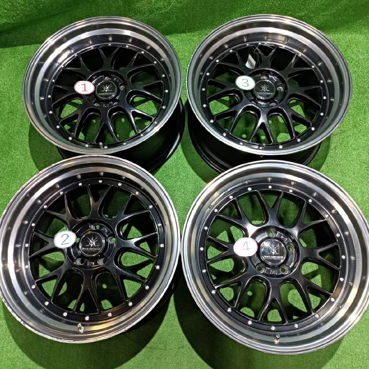 ●【大口径深リム！】Black Diamond 19インチ × 9.5J +38 5H/114.3 ブラックポリッシュ 札幌豊平区発【店頭引取OK】●_画像1