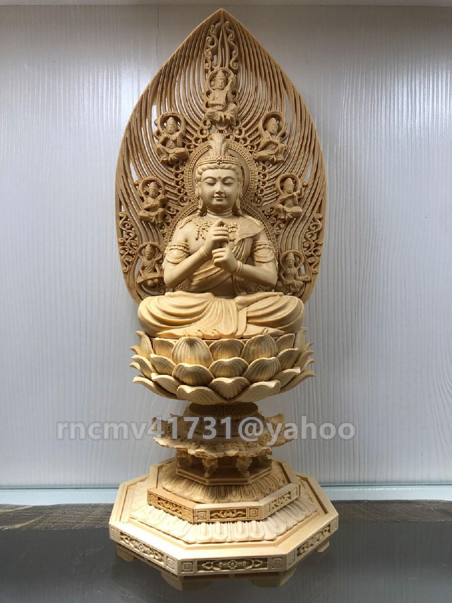 木彫りの仏像 大日如来真言宗十二支守り本尊 干支 桧木製（高さ30cm×巾14cm×奥行14cm）仏壇用のご本尊仏像、木彫り