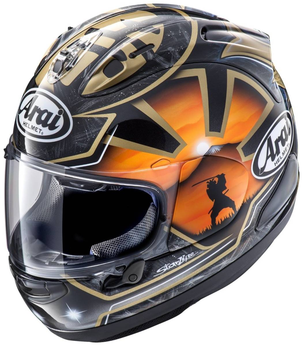 【限定値引き】Arai フルフェイスヘルメット RX-7X PEDROSA SAMURAI SPIRIT ペドロサ サムライ スピリット 金 L 59-60ｃｍの画像1