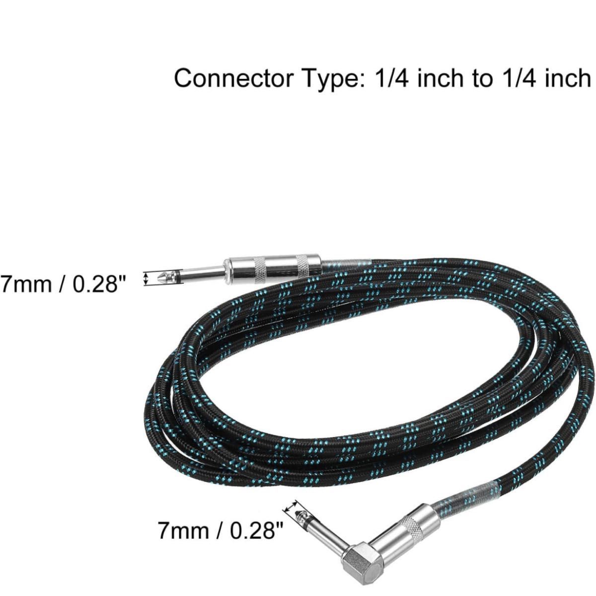 ギター楽器ケーブル 3 M 6 mm-6 mm TRS 編みこみ ブルー ギターシールド シールドケーブル