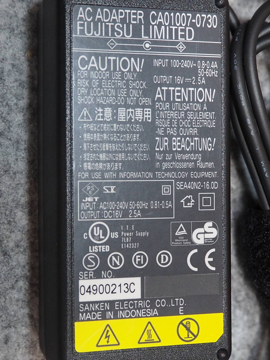  used AC adaptor Fujitsu CA01007-0730 16V 2.5A circle pin 6.5mmx4.4mm A125-002