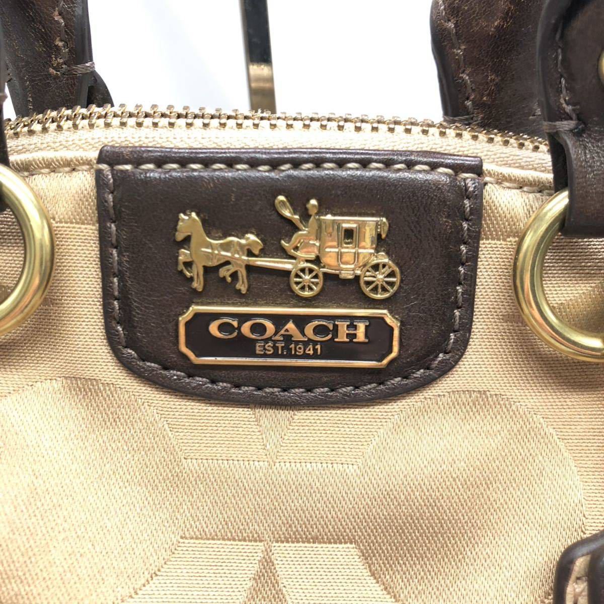 COACH コーチ キャンバス レザー 2way 18651 ベージュ KN-YAP8_画像2