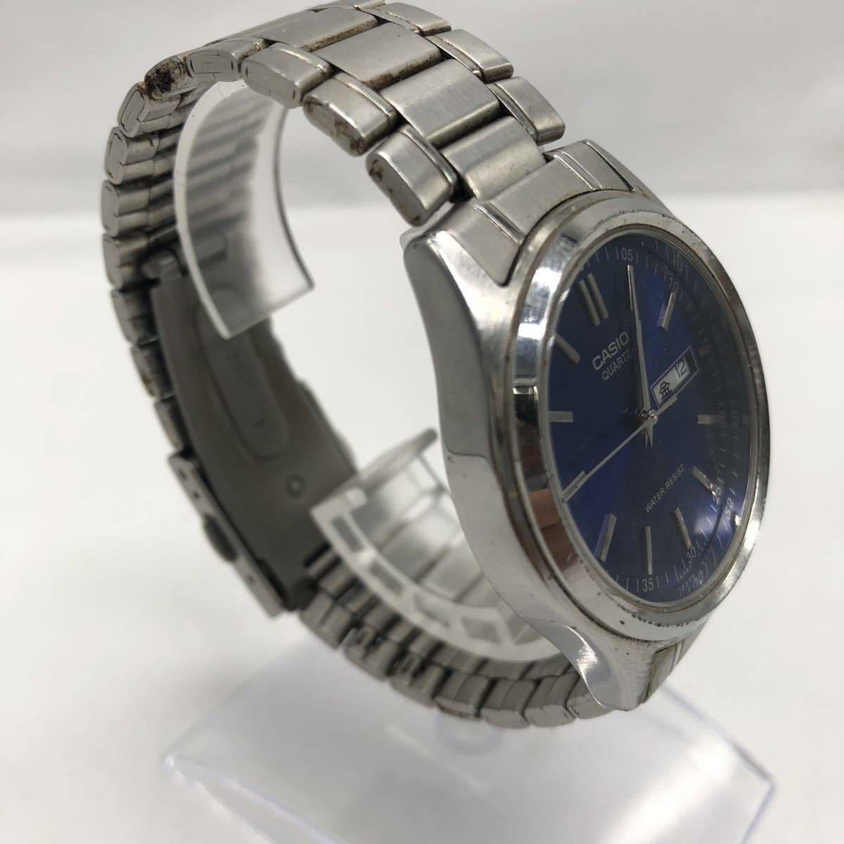 CASIO カシオ デイデイト メンズ 腕時計 MTP-1239DJ ブルー文字盤 QZ　不動　中古　YS-TLRW_画像3
