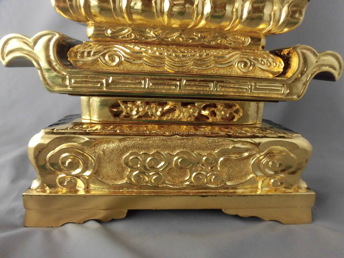  предметы для домашнего буддийского алтаря оригинальный золотой . чёрный лаковый краска [ стойка есть кисть возврат ]*[ общий высота :72.5.] 231112