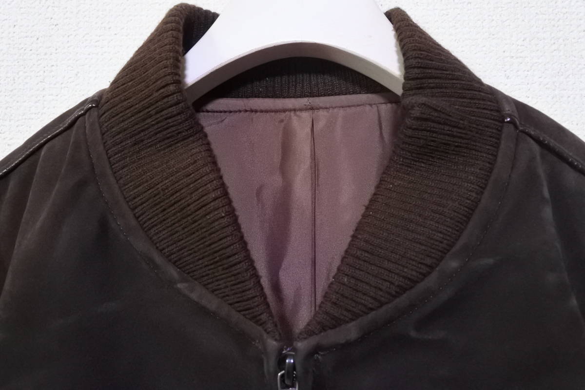 JUN MEN Varsity Jacket size F2 ジュンメン スエード調 スタジャン ブラウン 日本製 当時物_画像3