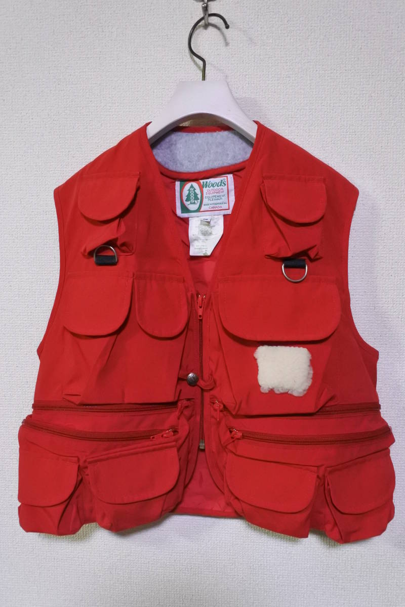 90's WOODS Vintage Outdoor Vest size M フィッシングベスト カナダ製 レッド
