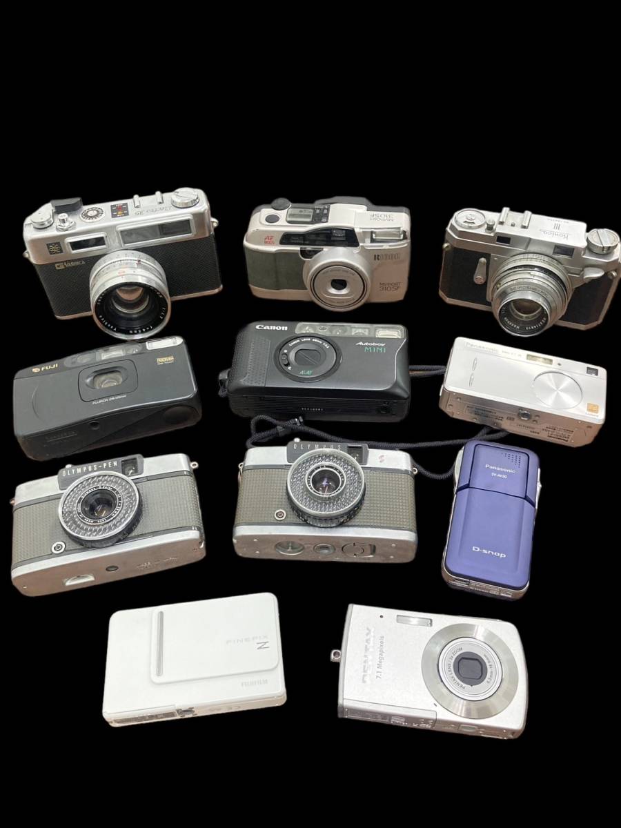 【C】カメラ11点まとめ　OLYMPUS　PEN　ヤシカ　リコー　310SF　コニカ　ルミックス　DCM-F1　FINEPIX　デジタルカメラ　1円スタート_画像1