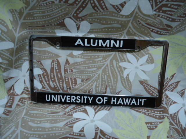 即決　ハワイ　ハワイ大学　オリジナル　ライセンス　ナンバープレート　カバー　本物　ステンレス_画像1