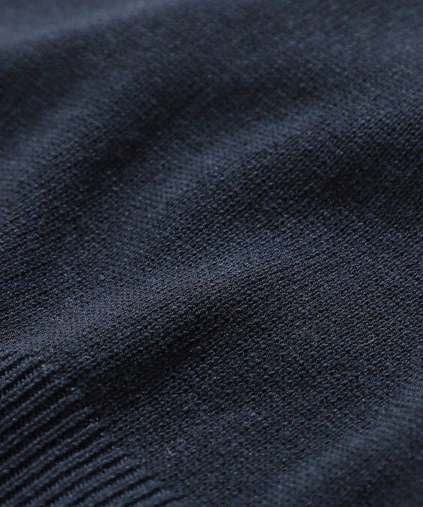 BEAMS PLUS / 12 gauge knitted polo-shirt M navy blue 