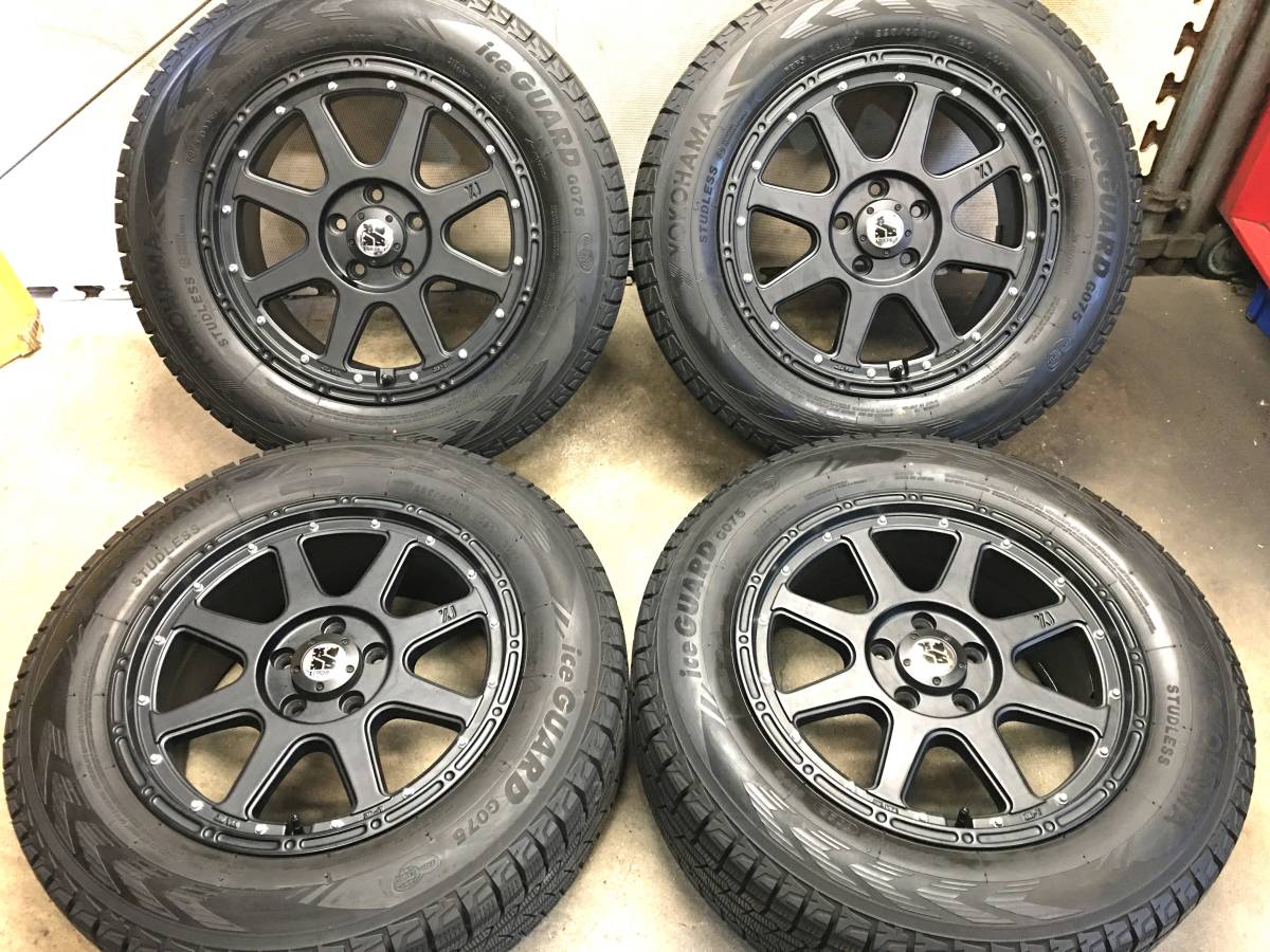 【225/65R17】9分山19年製ヨコハマ スタッドレスタイヤ【17×7.5J+38 PCD114.3 5H】XJアルミホイール 4本 D5,ハリアー,エクストレイルなど_画像1