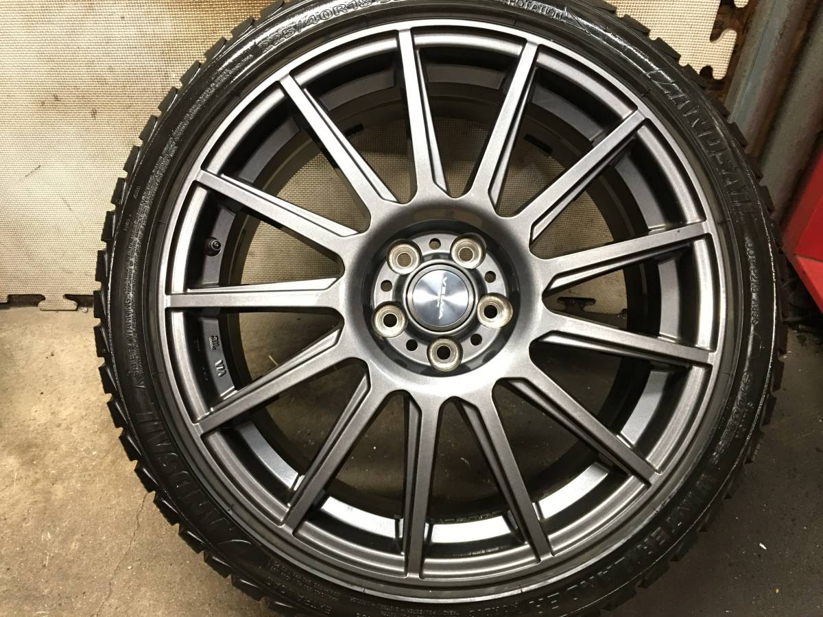 【225/40R18】溝有20年製スタッドレスタイヤ【18×7.5J+55 PCD100 5H】VELVAアルミホイール ４本 インプレッサスポーツ_画像9