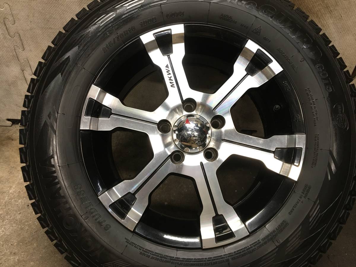 【215/70R16】バリ山19年製ヨコハマ スタッドレスタイヤ【16×7J+35 114.3 5H】MKWアルミホイール ４本 デリカD5,アウトランダーなど_画像6