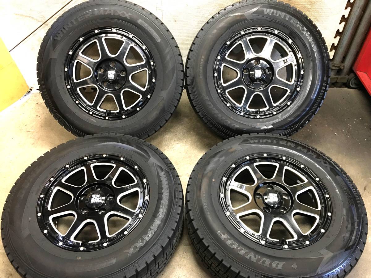 【225/70R16】バリ山20年製ダンロップ スタッドレスタイヤ【16×7J+35 PCD114.3 5H】XJアルミホイール 4本 D5,RAV4,アウトランダー_画像1