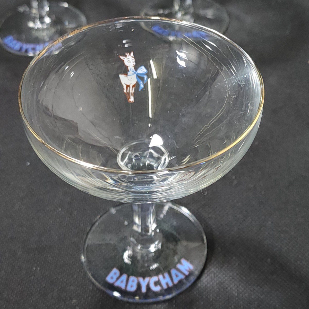 BABYCHAM　オリジナルグラス　6客　中古　/英国製/発泡酒/シャンパングラス/スパークリングワイン/アンティーク/ミッドセンチュリー/バンビ_画像2