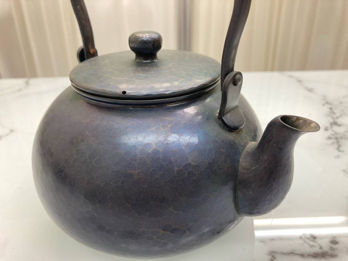 【伝統工芸品】玉川堂　銅製茶器揃　紫金色鎚肌　急須　茶筒　茶こぼし　鎚起銅器　茶道具　_画像4