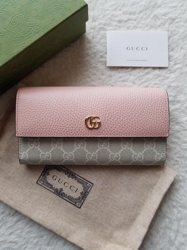 新品 GUCCI グッチ ダブルG コンチネンタル ウォレット 長財布 ライトピンク/GGスプリームキャンバス 456116 1AALQ 5945_画像1