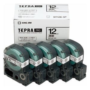 【新品】キングジム テプラPROテープエコパック 透明ラベル5個入 ST12K-5P