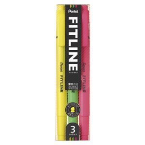 【新品】（まとめ） ぺんてる FITLINE 蛍光ペン 3色セット（ピンク・イエロー・ライトグリーン） 【×20セット】_画像1