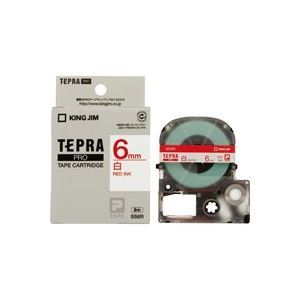 【新品】(業務用5セット) キングジム テプラPROテープ/ラベルライター用テープ 【幅：6mm】 SS6R 白に赤文字_画像1
