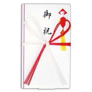 【新品】(まとめ) 赤白7本 花結 金封 高級和紙 短冊付 No.2653 1枚 【×40セット】_画像1