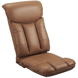 【新品】座椅子 幅55cm ブラウン 合皮 コンパクト仕様 13段リクライニング ハイバック 日本製 スーパーソフトレザー座椅子 彩 完成品_画像1